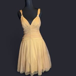 Princess Gold Chiffon Sweetheart  Dress